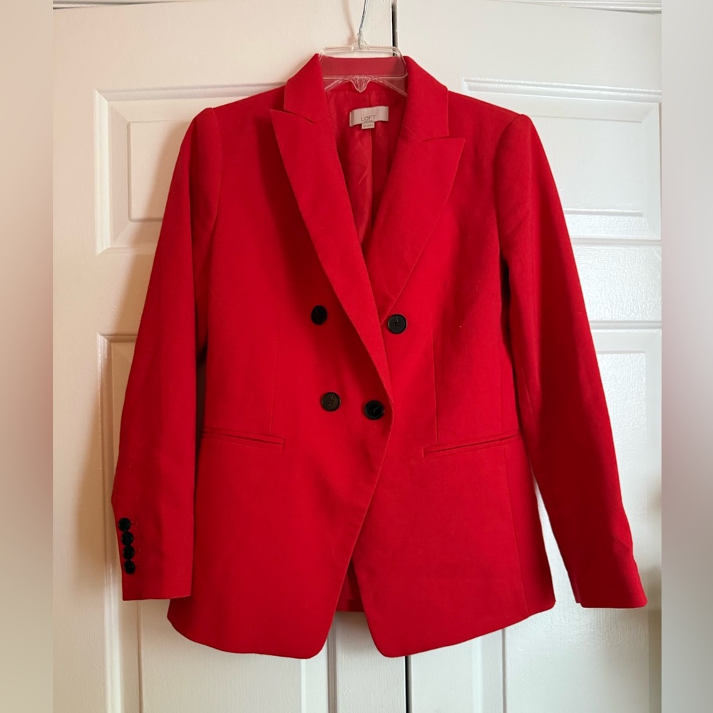 Women’s Red Double Breasted Blazer Sz 0P Game Day Preppy
